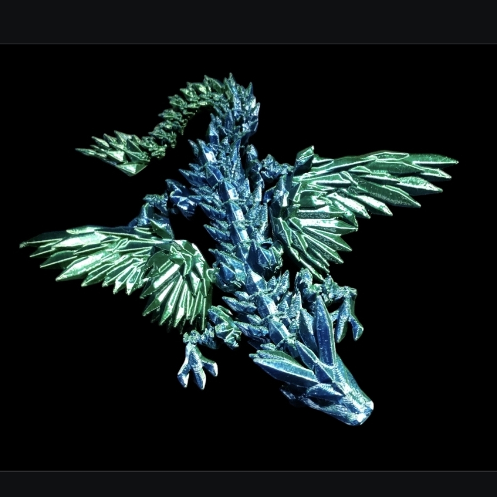 NEW 3D Printed Shimmering Blue and Green Dragon Fidget Desk Toy